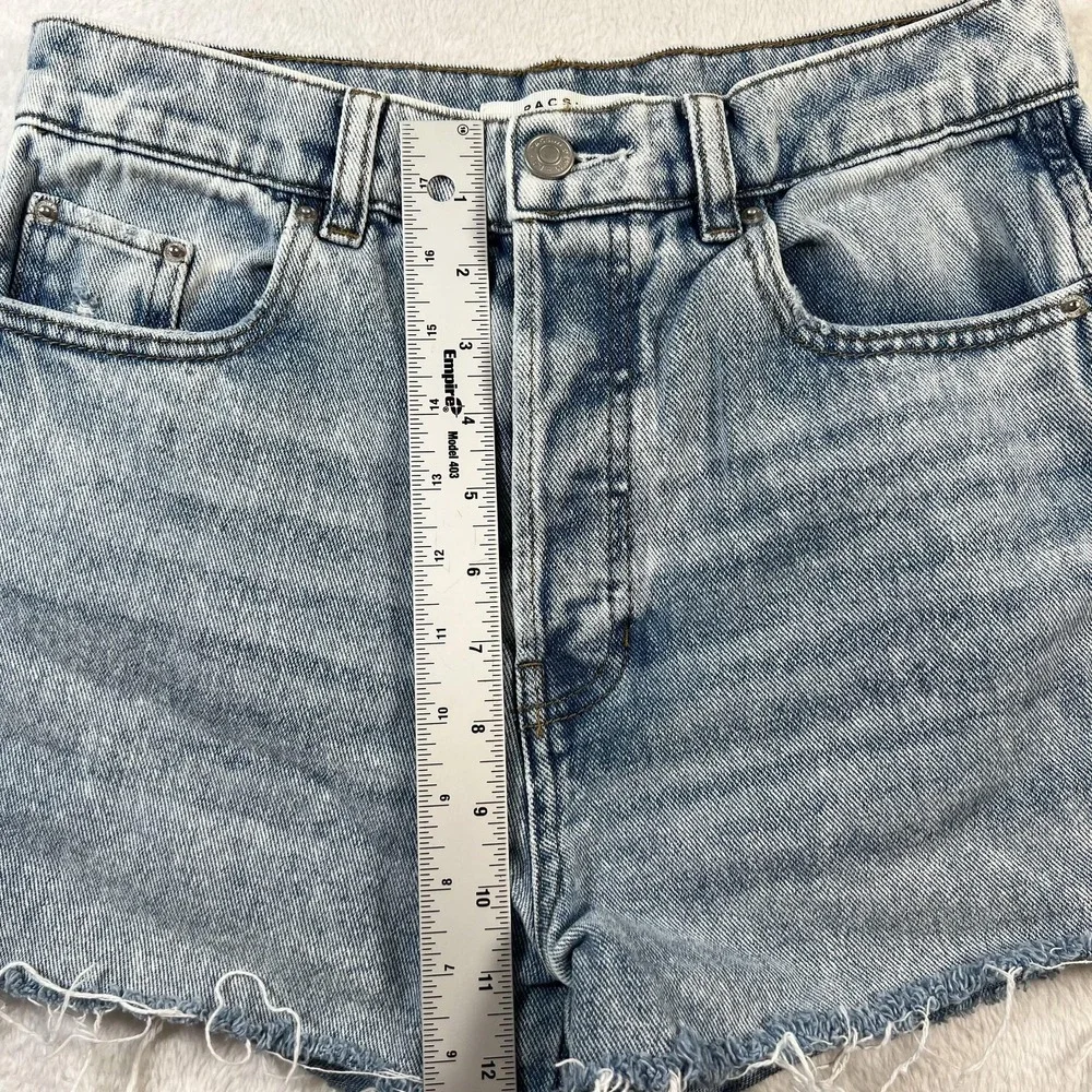 PacSun Baggy Jean Cut-Off Shorts Womens 27 Blue Denim Relaxed Frayed Hem Summer